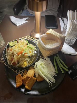 Papaya salad meat set  at Mercy Republic in Bangkok