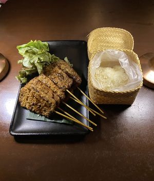 barbecued meat (comes with sticky rice)  at Mercy Republic in Bangkok