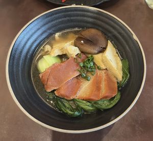 Roasted Red Pork Tofu Skin Noodle Soupp  at Mercy Republic in Bangkok