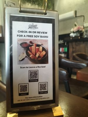 Free soy bars for a review 💚 at Mercy Republic in Bangkok