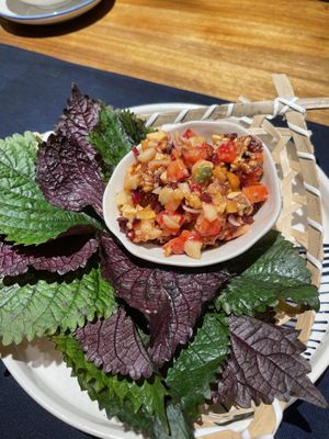 Tan Minh perilla roll  at Dana Vegan House in Hanoi