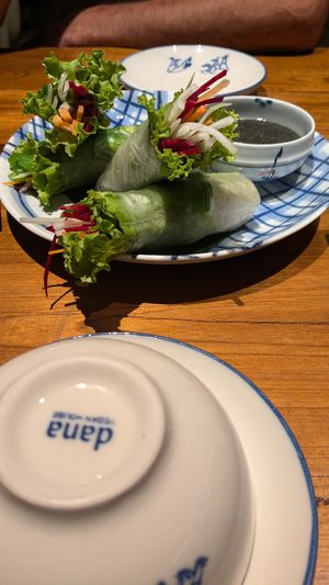 Fresh spring rolls at Dana Vegan House in Hanoi