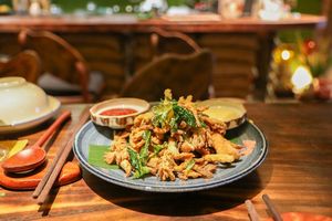 fried mushrooms at Dana Vegan House in Hanoi