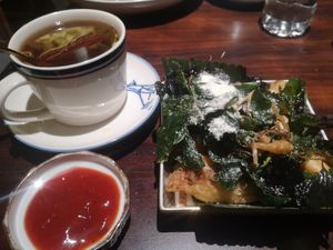 Deep fried eggplants with crispy lime leaves at Dana Vegan House in Hanoi