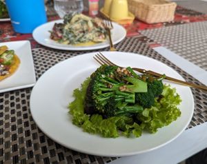 Broccoli dish at Forest Boutique in Thimphu