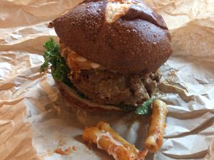 Not sure which burger this is, but it was just okay at The Cinnamon Snail in New York City