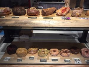 huge selection of donut flavors  at The Cinnamon Snail in New York City