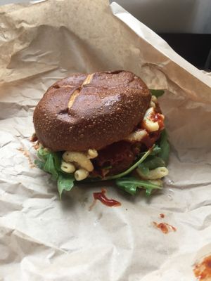 Beast mode delux burger at The Cinnamon Snail in New York City