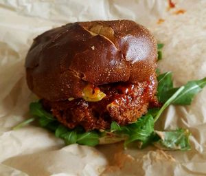 Beastmode burger at The Cinnamon Snail in New York City