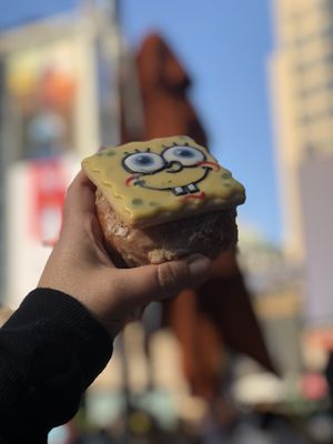 Spongebob cookie donut at The Cinnamon Snail in New York City
