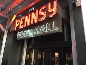 This is the outside of the Food Court where Cinnamon Snail is found, on street level of Penn Station/Madison Square Garden.  at The Cinnamon Snail in New York City
