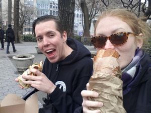 Tucking into our lunch! at The Cinnamon Snail in New York City