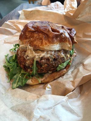 Lentil burger at The Cinnamon Snail in New York City