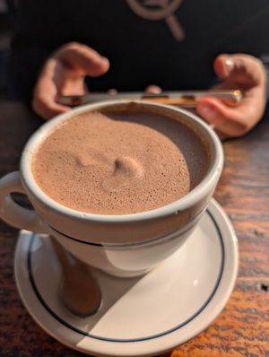 Almond milk hot chocolate at Madre Café in Mexico City