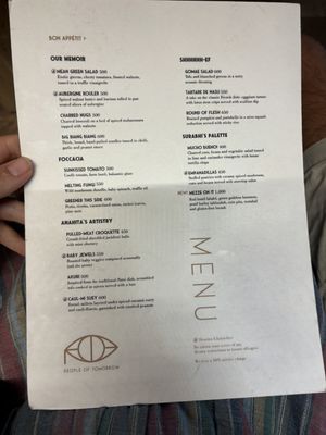 Food menu  at People Of Tomorrow in New Delhi