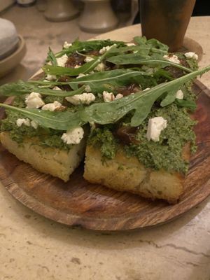 Focaccia with vegan feta   at People Of Tomorrow in New Delhi