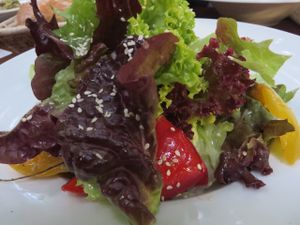 Kostbar Salad with fried Mediterranean vegetables and sesame at Restaurant Café Kostbar in Saarbrucken