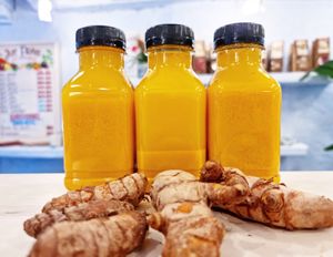 Pure tumeric juice at Bio Fred in Geneva