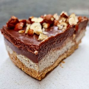 Vegan cheese cake at Bio Fred in Geneva