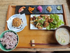 Vegan set meal at Komedoko Shokudo - こめどこ食堂 in Hiroshima