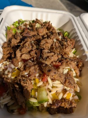 Orzo salad with "chicken" protein at O Taste and See in Wytheville