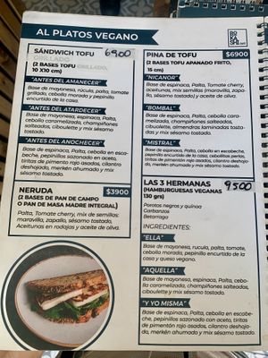 Menú vegano   at Bokashi in Nunoa