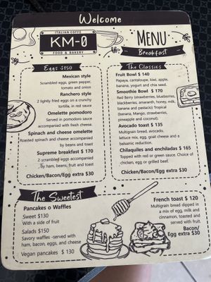 Menu pancakes  at Cafe Bar Km-0 in El Sargento