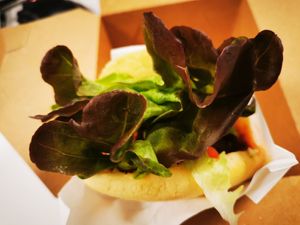 Vegan burger (take away) at Arepa's Factory in Brussels