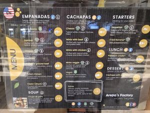 Menu at Arepa's Factory in Brussels