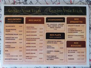 The Menu. at Govinda's Veggie Vegan in Lome