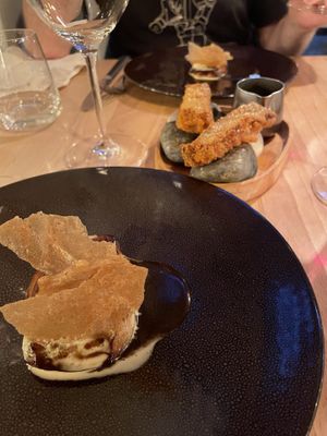 Aubergine with mushroom "croquette" (third main)  at La Table de Colette in Paris