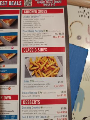 Menu at Domino's Pizza in Castlebar