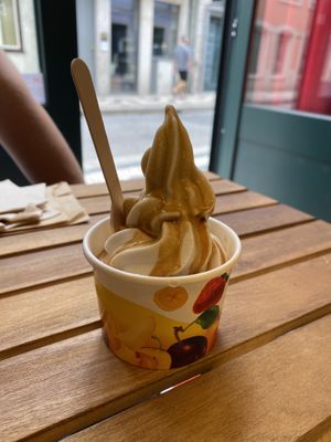 Chufa soft serve (yum!)  at Fábrica Esfinge in Porto
