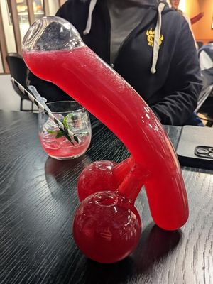 Shared blueberry mojito at The Icelandic Phallological Museum Cafe in Reykjavik