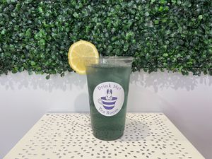 Blue Herbal Iced Tea (changes color with lemon) at Drink Me! Tea & Treats in Tempe