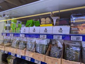 Vegetable burger patties, Bolognese and spreads at REMA 1000 in Svolvaer