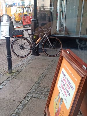 Cycle parking in view of table at Bordo Lounge in Carlisle