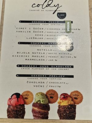 Items with v are vegan at Sisters Kurtoš in Zagreb