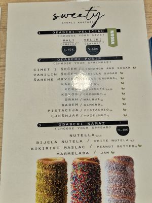 Items with v are vegan at Sisters Kurtoš in Zagreb