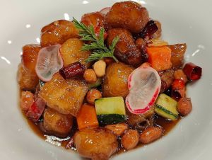 gong bao chinese yam 
(山药) at Green Island Vegetarian - 觉正净绿岛素食 in Chengdu