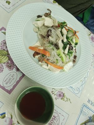 Glass noodle dish which was quite tasty! at Nong Ping's Not Boring Vegetarian Restaurant in Phayao