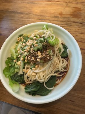 Dan Dan noodles, mix it good!   at Su Shan Mian - 素山面素食 - 文殊院店 in Chengdu