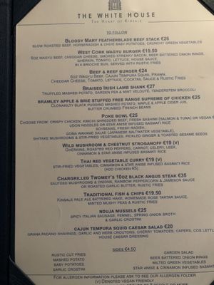 Entrees  at Frawley's Restaurant at The White House in Cork