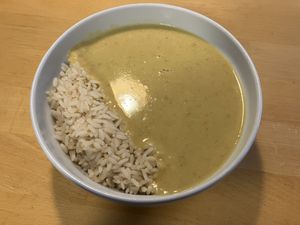 Vegan lentil soup with rice  at Vegöner - Süd  in Nuremberg