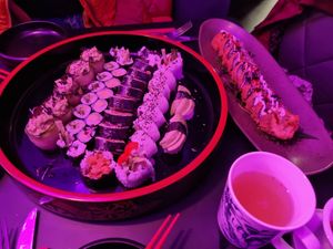 "The vegan dream" - 2 person suhsi selection (color due to ambiance lights)) at Kaia Mainz - Modern Asian Dining in Mainz