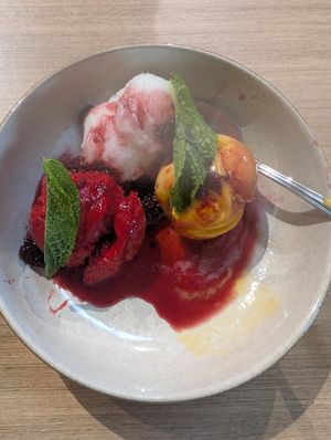 Trio of sorbets at Caledonian Inn in Robe