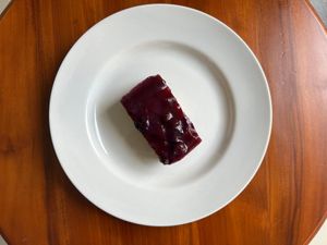 Vegan blueberries cheesecake, refined sugar free, dates only at O Baba Vegan in Denpasar