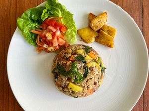 Juicy pineapple fried rice at O Baba Vegan in Denpasar