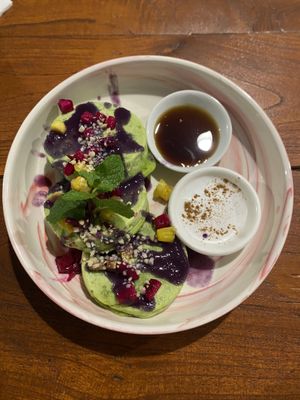 Pandan pancakes 🥰😍❤️‍🔥  at O Baba Vegan in Denpasar