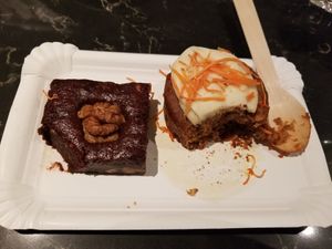 Gluten-free Vegan carrot cake and brownie at From Julia in Salzburg
